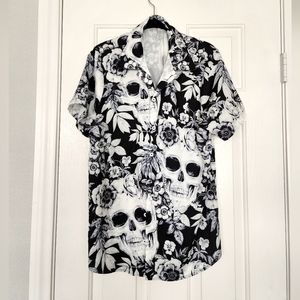 Men's skull button up shirt